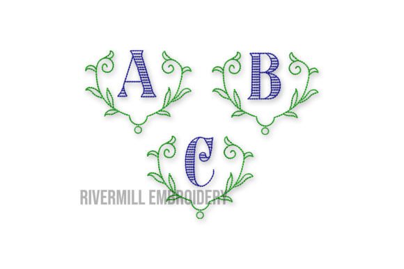 3″ Aston Monogram Embroidery Font