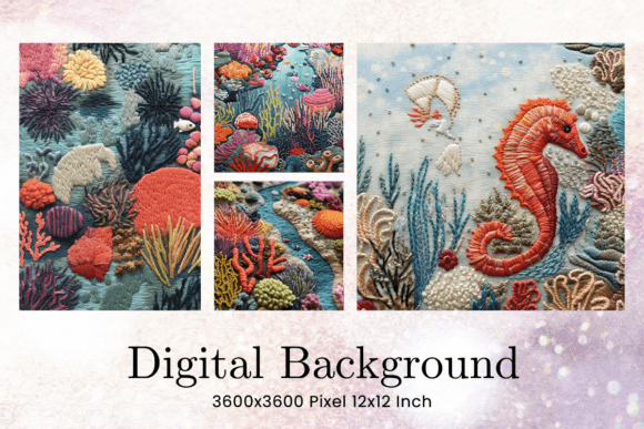 Coral Embroidery Sea Ocean Background Review for Boutique Sweatshirts