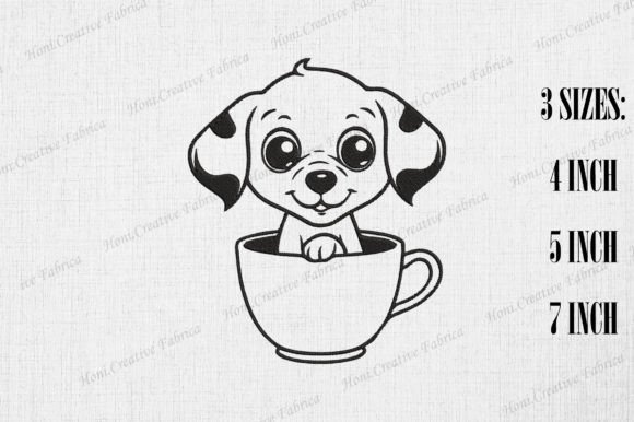 Cute Beagle Dog in Coffee Cup Embroidery Review