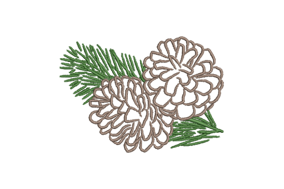Elegant Pinecone Machine Embroidery