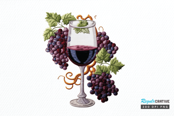 Embroidery Wine Glass Clipart