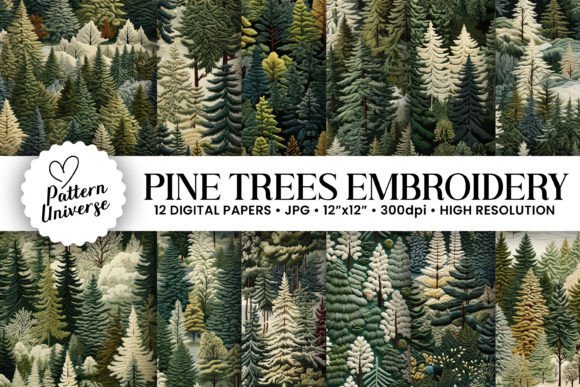 Pine Trees Embroidery Digital Papers Review