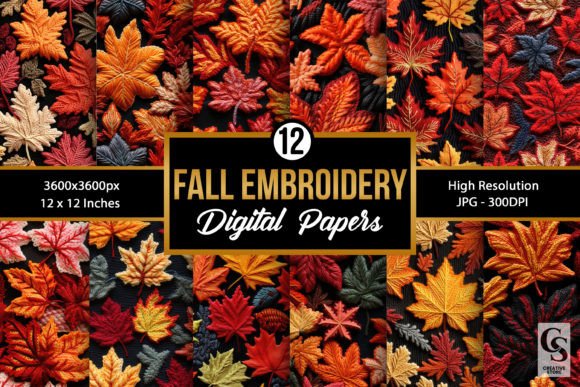 Review: Fall Leaves Embroidery Digital Papers